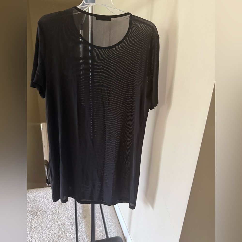 SHEIN Black Relaxed Short Sleeve Swim Coverup